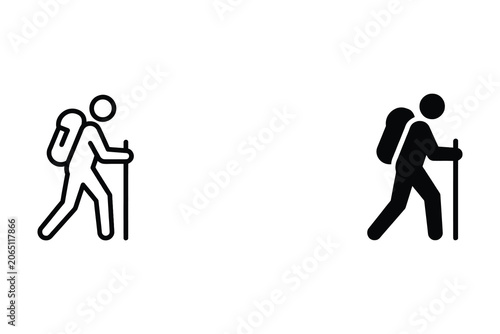 Hiker silhouette vector icon set