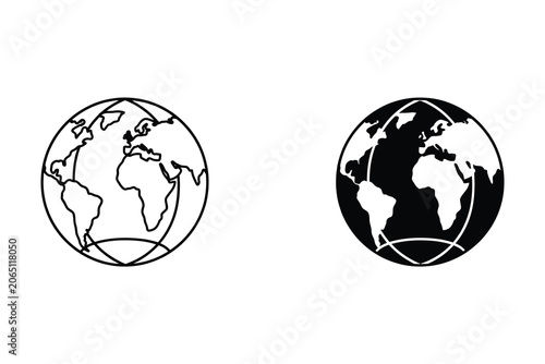earth globe vector illustration icon set