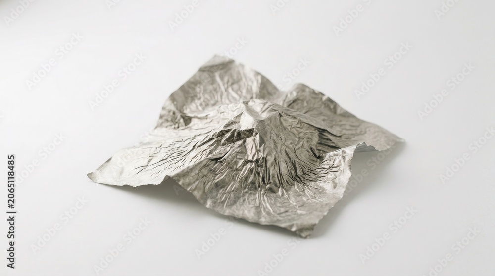 Naklejka premium Crumpled Silver Foil Texture with Reflective Sheen