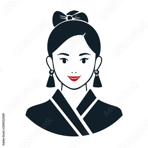 Minimalist illustration of woman in traditional attire