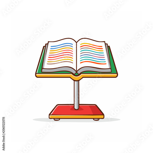 Open book on stand with colorful pages
