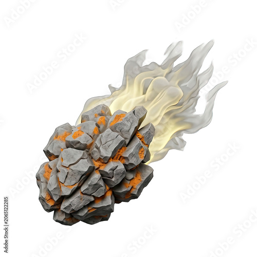 Fiery Meteorite with Glowing Core