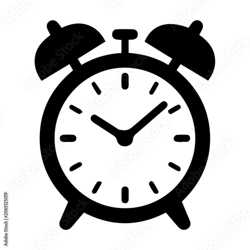 Retro twin bell alarm clock solid black icon