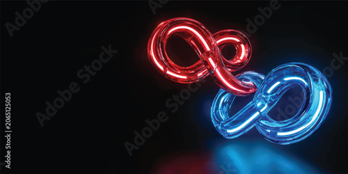Fotografía Glowing neon treble clef music sign on black background with colorful light ring
