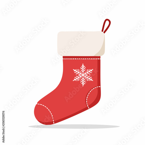 Red Christmas Stocking with Snowflake Decoration