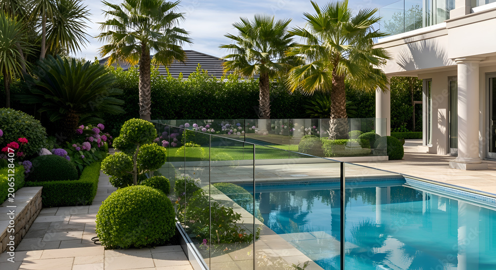 Fototapeta premium Luxury outdoor swimming pool area.
