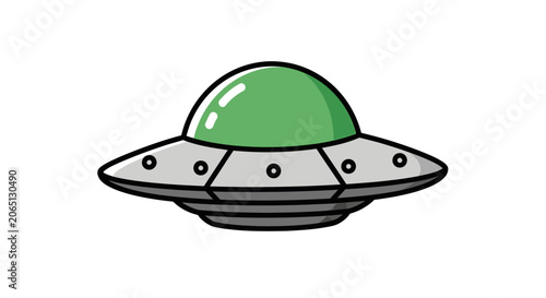 Cartoon alien spaceship ufo isolated on white background