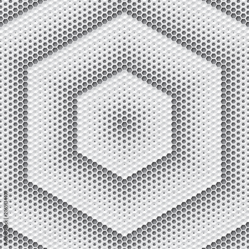 mosaic pattern made from hexagonal honeycomb shape, black and white vector illustration
