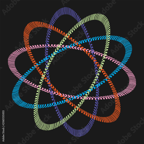 Atomic energy icon.Abstract background with round shapes