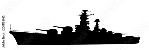 Battleship silhouette vector graphic for military and naval history illustration