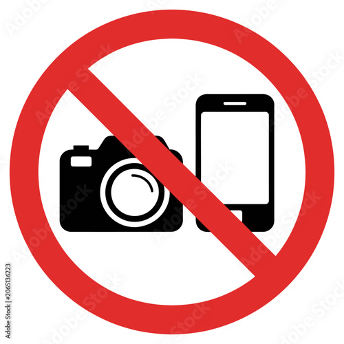 No photography and no mobile phone allowed sign vector icon for public restricted areas
