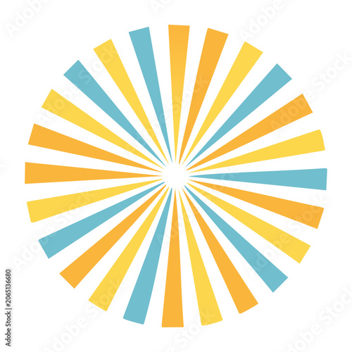 Colorful sunburst with radiating rays