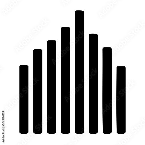 Minimalist black bar chart icon on transparent background