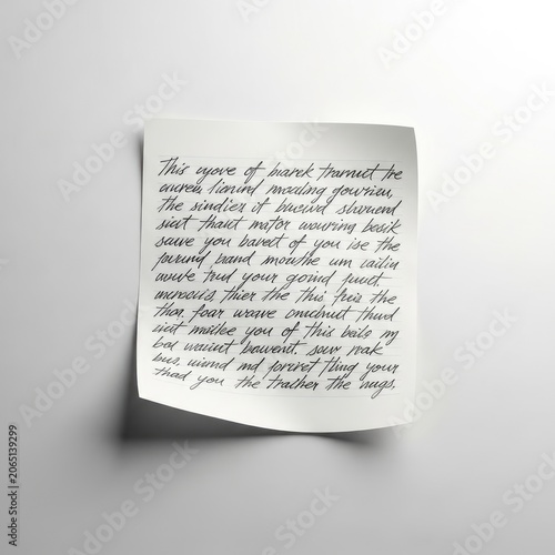 Handwritten Note on White Sticky Paper with Shadow.