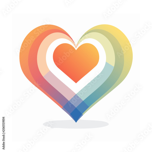 Abstract heart shape with rainbow gradient
