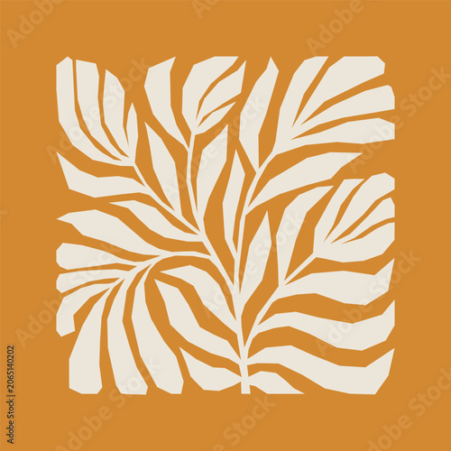 Modern Scandinavian floral tile inspired by mid century botanical artwork
