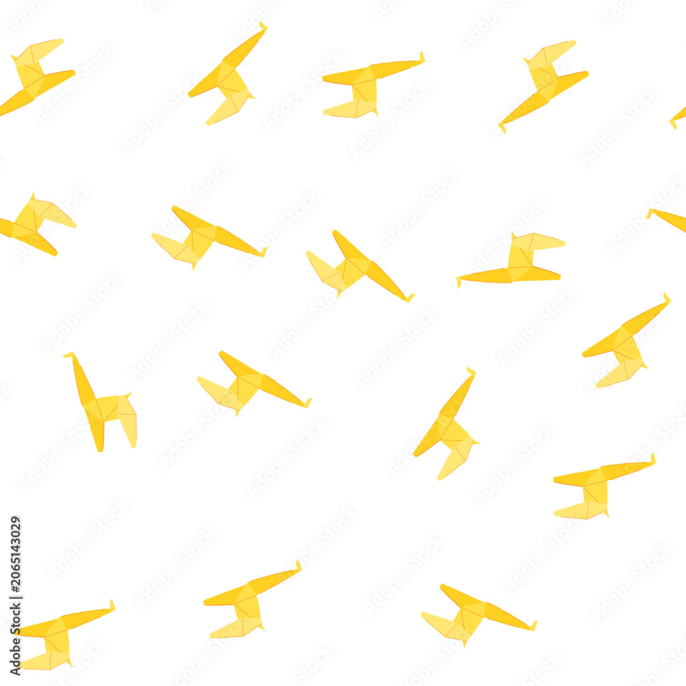 Obraz premium pattern horse origami animals cartoon. bird fox, turtle dragon, dinosaur penguin horse origami animals sign. seamless symbol vector illustration