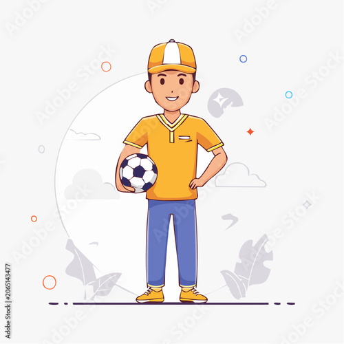 Cartoon Boy Holding a Soccer Ball