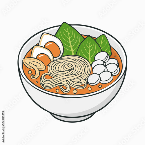 Illustration of a Bowl of Ramen Noodles