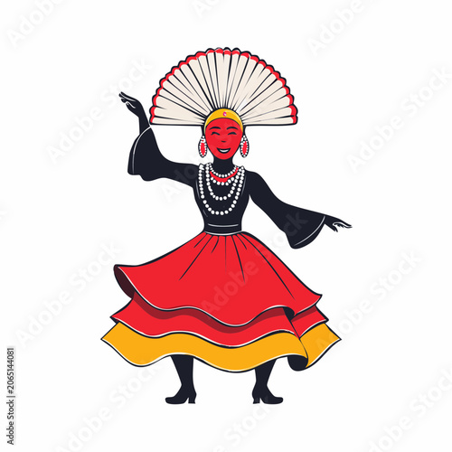 Woman in Traditional Costume Dancing