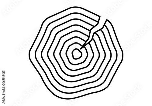 Photos Corte transversal estilizado de un tronco de árbol con grieta y anillos
