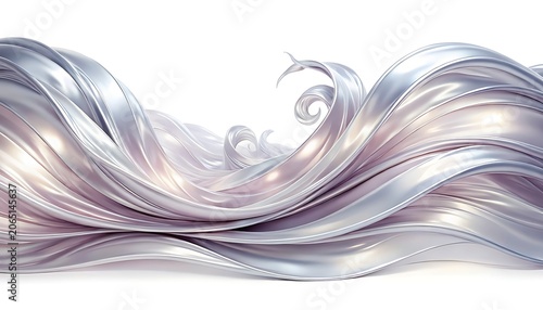 Abstract Flowing Waves on White Background