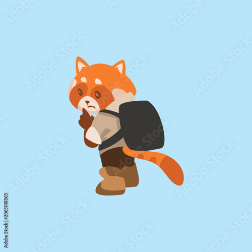 Bilde på lerret Red Panda Character Suspect with Backpack