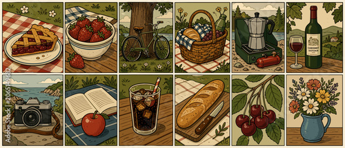 Enjoying a delightful picnic spread with various treats and scenic views