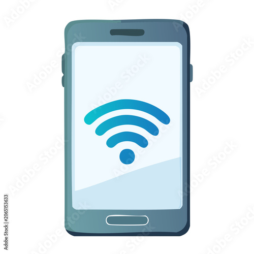 Smartphone with WiFi symbol flat illustration