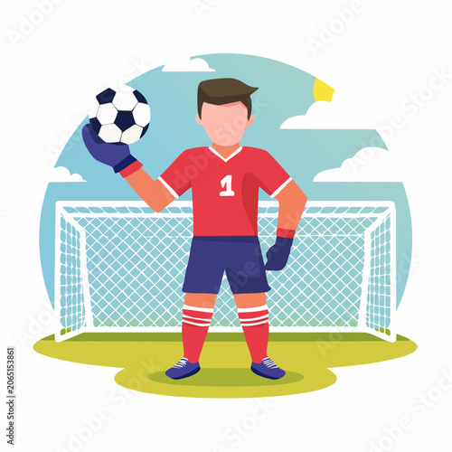 Soccer Goalkeeper Holding Ball in Front of Goal