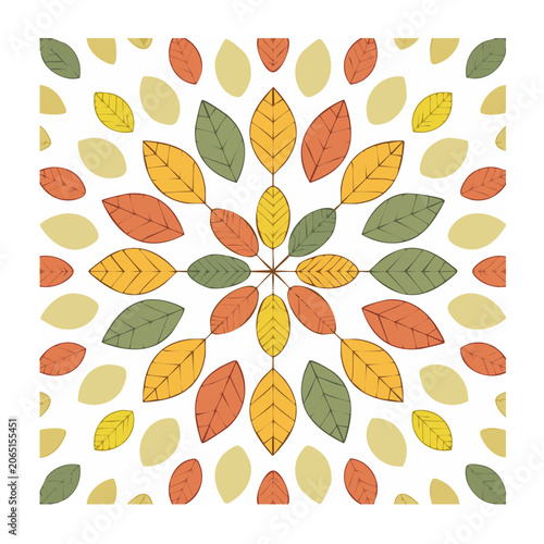 Seamless autumn leaves pattern on white background