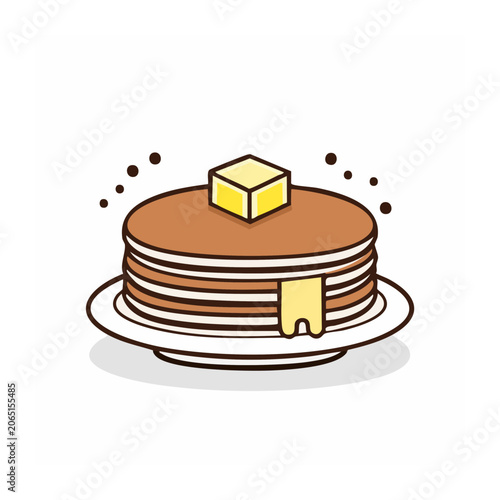 Stack of pancakes with butter on a plate