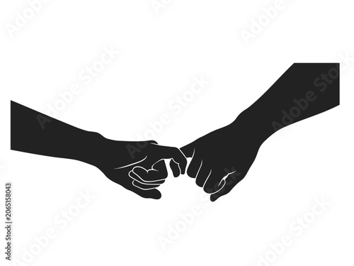 Pinky Promise Silhouette Hands Holding Pinky Fingers Friendship Day Concept Vector Icon
