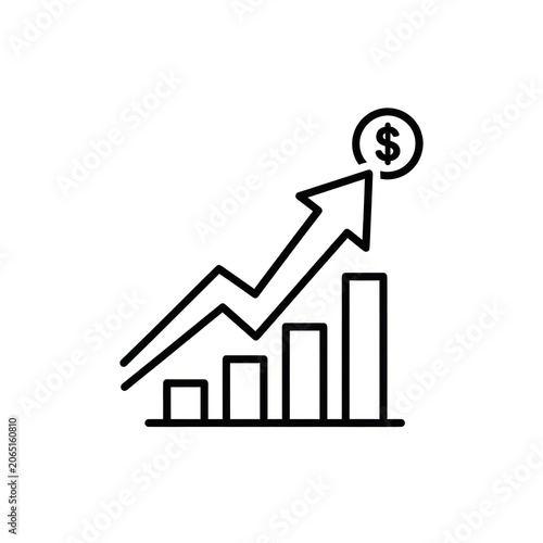Financial growth chart with dollar symbol illustrating business success