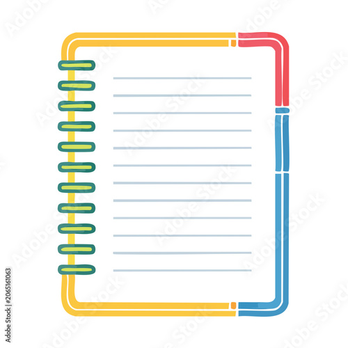 Colorful spiral notebook with lined paper illustration