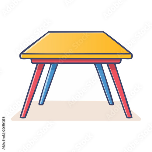 Flat design wooden table with colorful legs