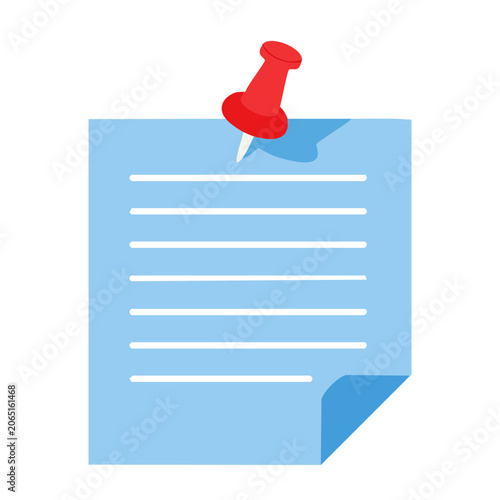 Red pushpin on blue note paper icon