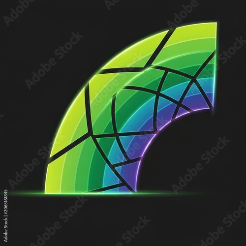 Abstract rainbow arc graphic on black background vector design element