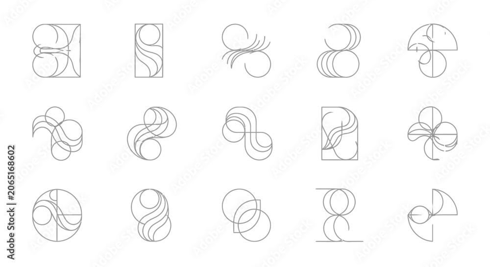 Fototapeta premium Abstract geometric designs vector set of modern shapes and forms