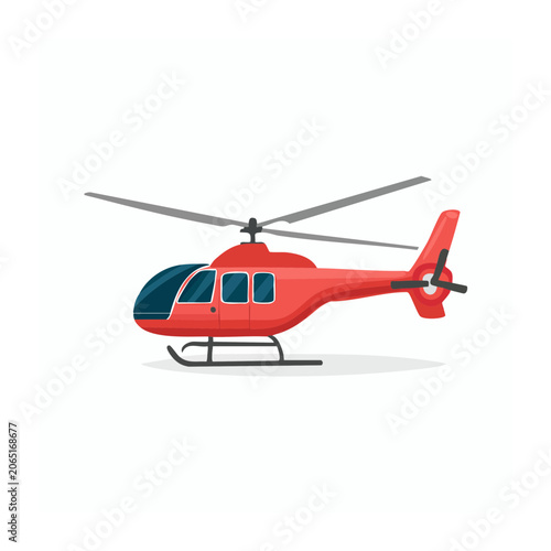 Red Helicopter Flat Design Illustration