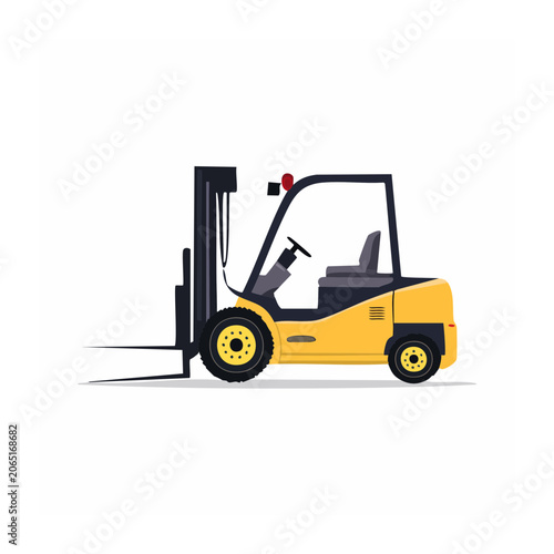Yellow forklift truck illustration side view