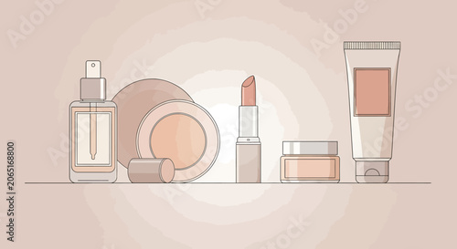 Cosmetic products on a shelf display.
