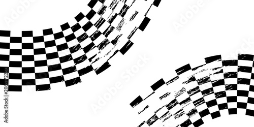 Schilderij op canvas Racing flag grunge design of vector car race sport, auto rally and motocross