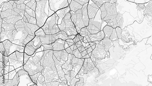 Belo Horizonte City Map. Minimalist black and white line art poster for printing, wallpaper, wall art, and map resources for home and office decor