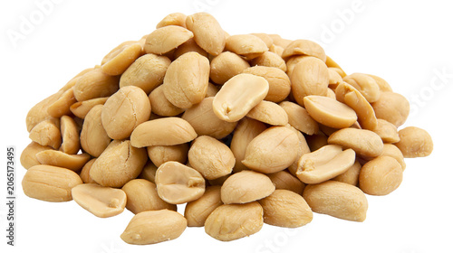 Konstfotografi Pile of blanched peanuts split and whole, light brown color