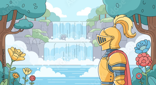 Knight in Golden Armor Helmet.