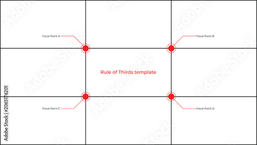 Photos Rule of Thirds Composition Grid Template with Focal Points Vector