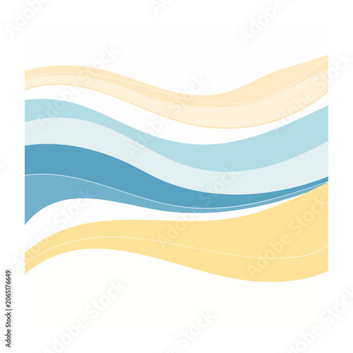 Abstract wavy lines in blue and yellow on white background