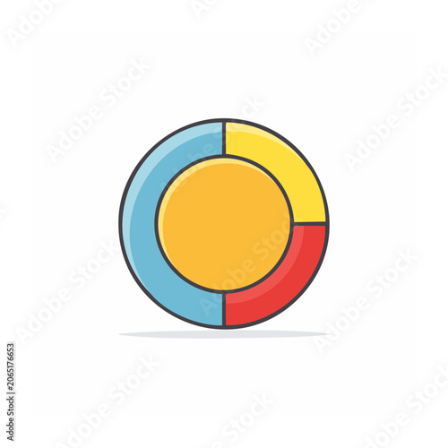 Colorful Donut Chart Icon in Flat Design