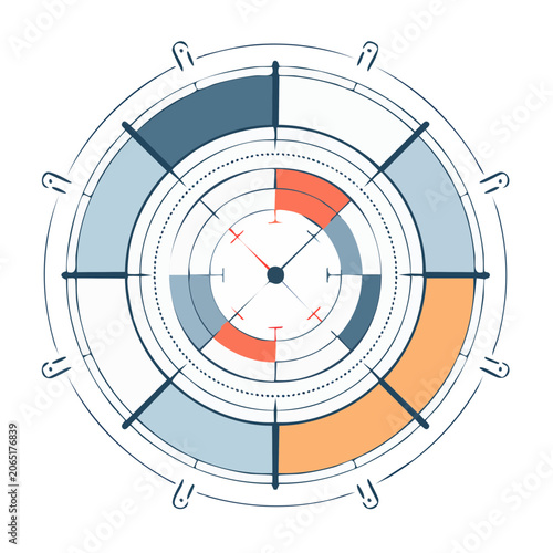 Flat design radar chart with colored segments